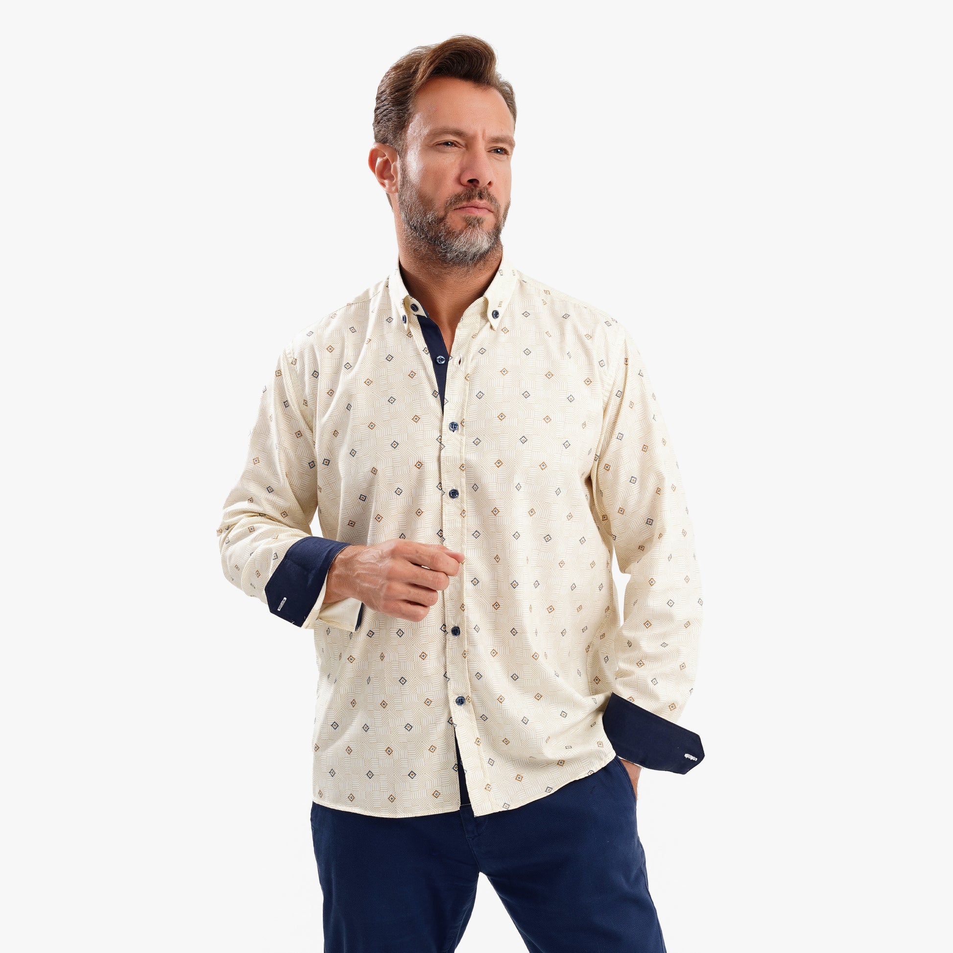 MEKA Premium Anti-Shrink Dress Shirt - MEKA | Premium Long Sleeves Shirt - Semi Casual Regular Fit (0070)