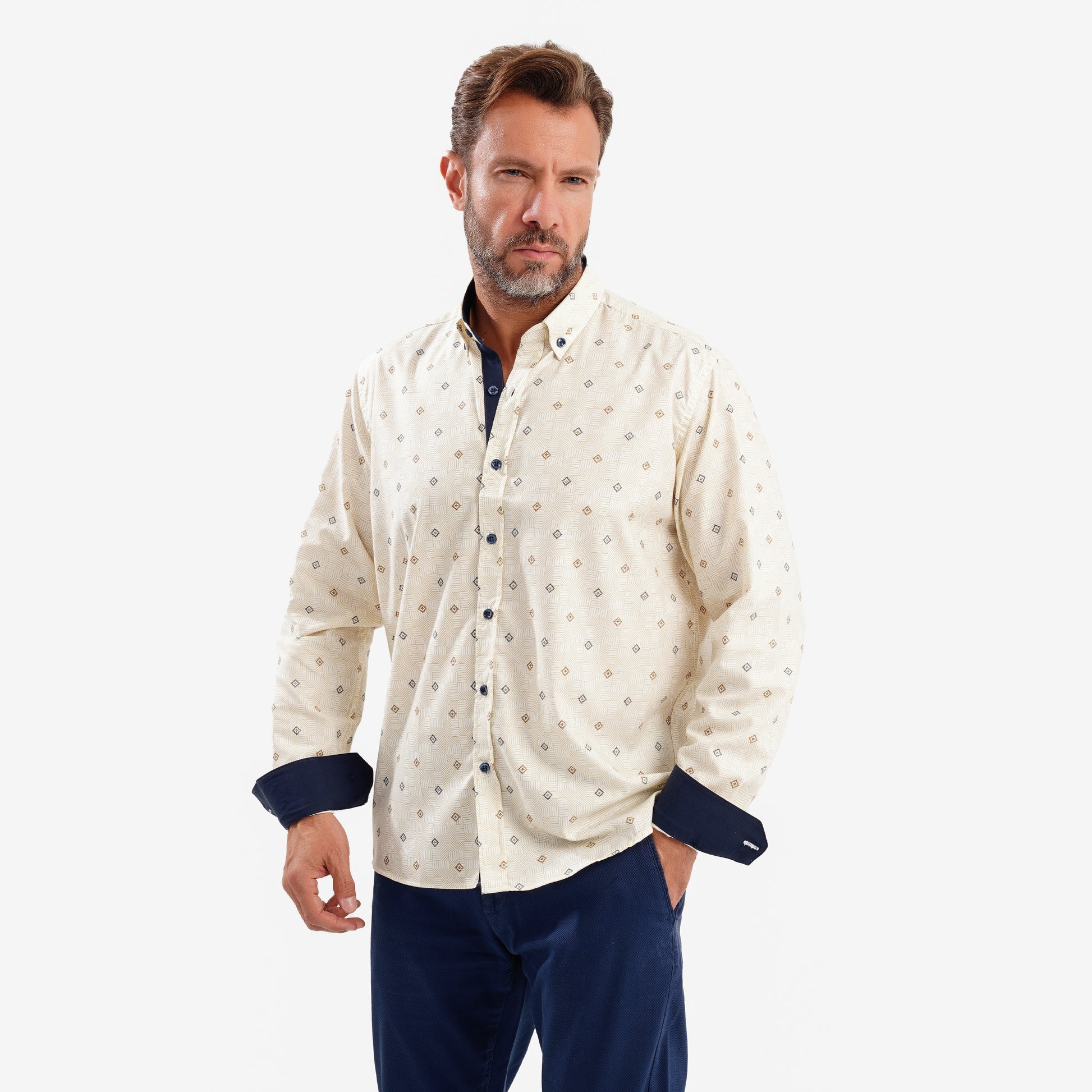 MEKA Premium Anti-Shrink Dress Shirt - MEKA | Premium Long Sleeves Shirt - Semi Casual Regular Fit (0070)