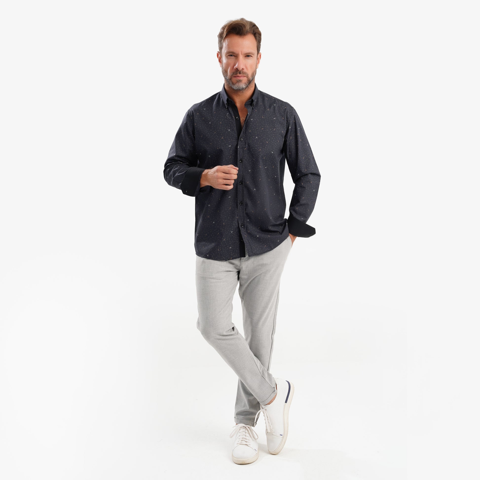 MEKA Premium Anti-Shrink Dress Shirt - MEKA | Premium Long Sleeves Shirt - Semi Casual Regular Fit (0076)