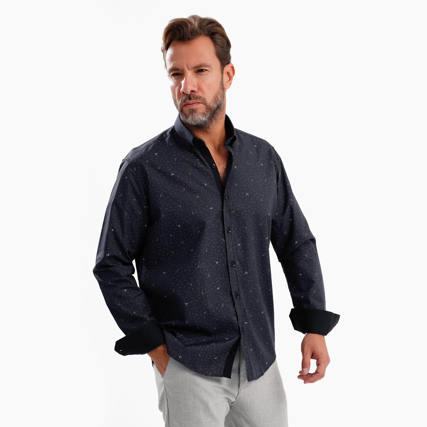 MEKA Premium Anti-Shrink Dress Shirt - MEKA | Premium Long Sleeves Shirt - Semi Casual Regular Fit (0076)
